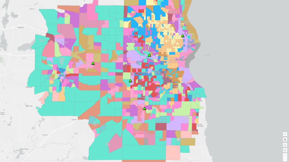 Map produced by Blue Raster using ArcGIS Business Analyst displaying market feasibility analysis results for CD One Price Cleaners, including trade area performance comparisons, market potential, and opportunities for new store placement and service expansion.